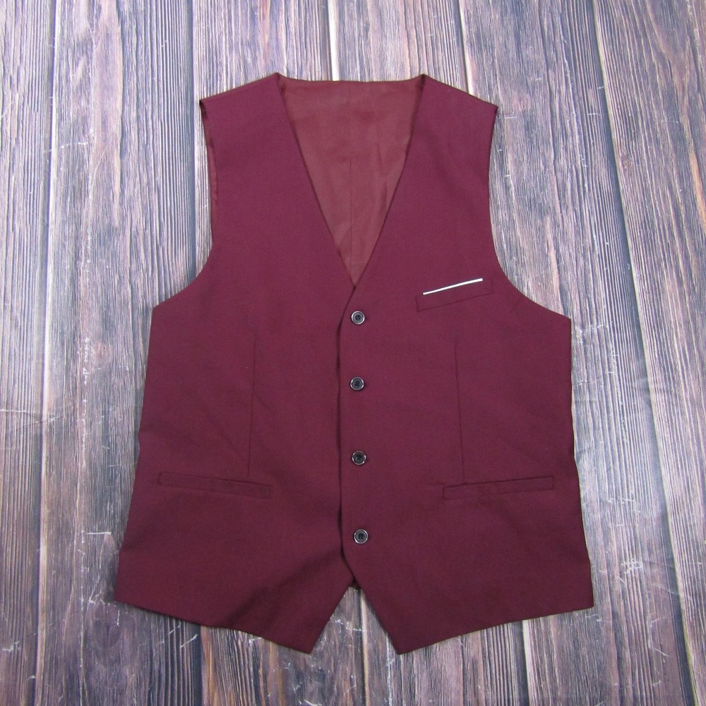 Suit Vest Blitz Moda Mens XL Red Solid 3 Piece Belted Formal Waistcoat